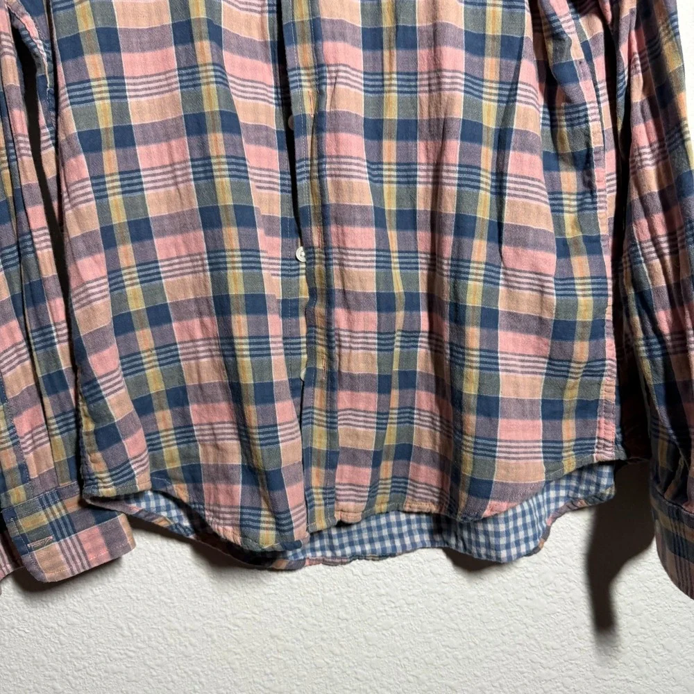 Banana Republic Flannel Shirt Mens Medium Multicolor Plaid Slim Fit‎ Button Down